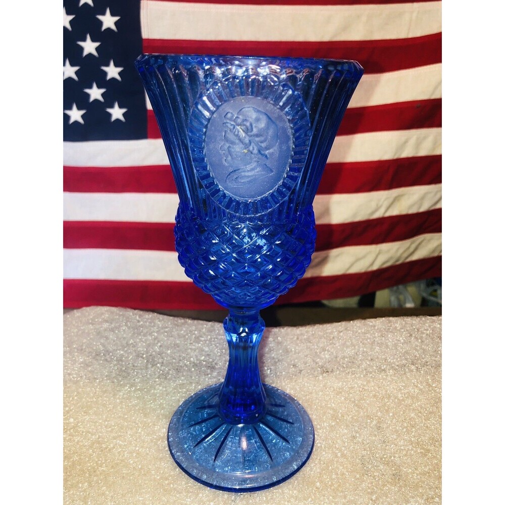 Vintage Avon Fostoria Blue Martha Washington Goblet Cobalt Blue